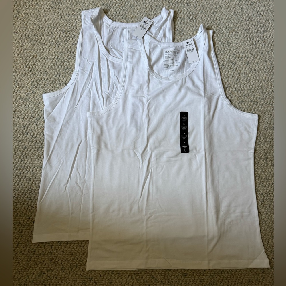 2 NWT Men’s Express Slim Supersoft White Tank Size Large